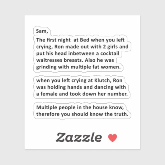 Anonieme brief aan Sammi Sticker (Vel)