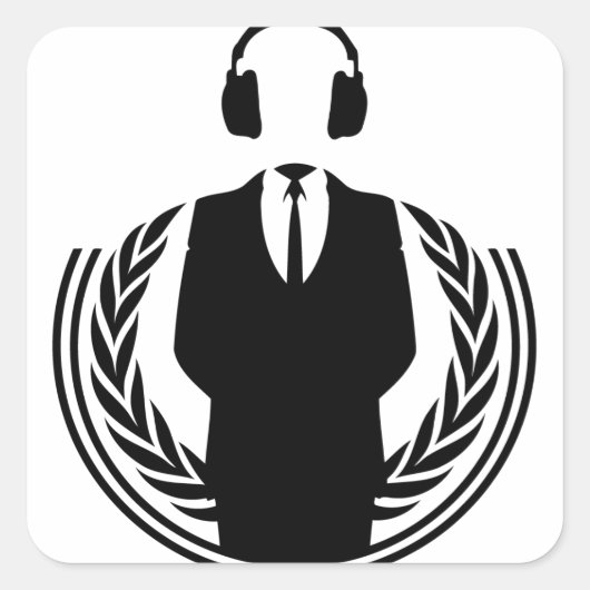 Anonieme DJ Vierkante Sticker (Voorkant)