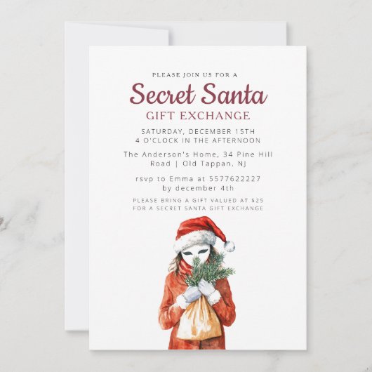 Anonieme Masker I Geheime Kerstfeest Kaart (Voorkant)