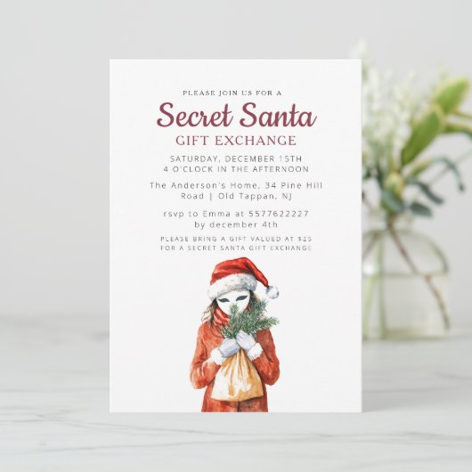 Anonieme Masker I Geheime Kerstfeest Kaart (Staand voorkant)