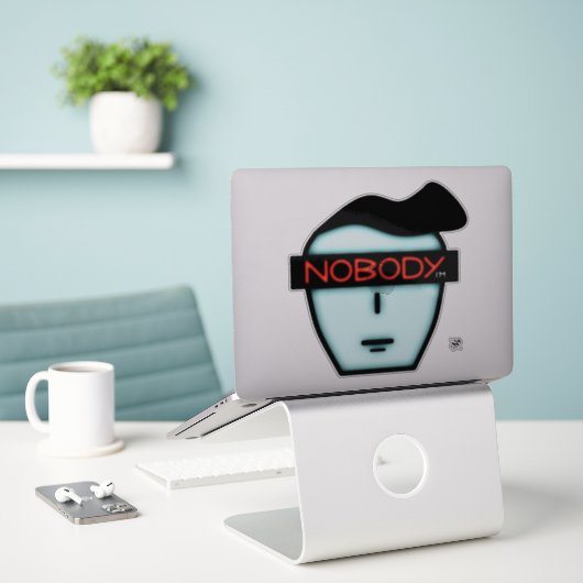 Anonieme niemands gezicht v1 sticker (Laptop op bureau)