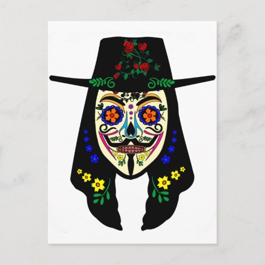 ANONYMOUS Dag van de dode 6 Anonmaskers Suikersche Briefkaart (Voorkant)