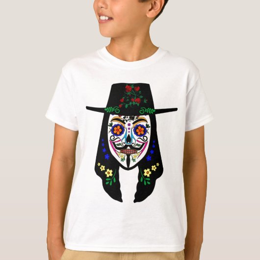 ANONYMOUS Dag van de dode 6 Anonmaskers Suikersche T-shirt (Voorkant)