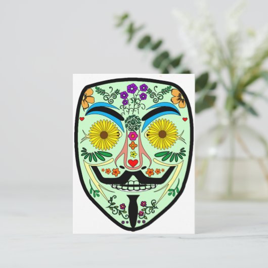 ANONYMOUS Dag van de dood 2 KunstAnonmasker 4Chan Briefkaart (Staand voorkant)