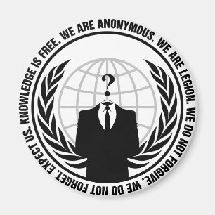 anonymous logo with slogan magneet