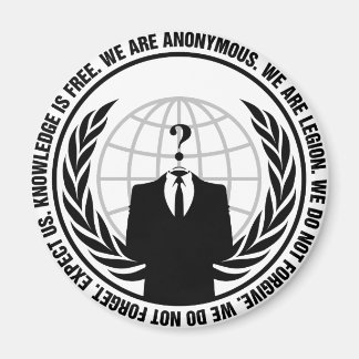 anonymous logo with slogan magneet