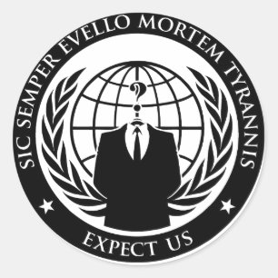 Anonymous Sic Semper Evello Mortem Tyrannis Ronde Sticker