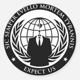 Anonymous Sic Semper Evello Mortem Tyrannis Ronde Sticker