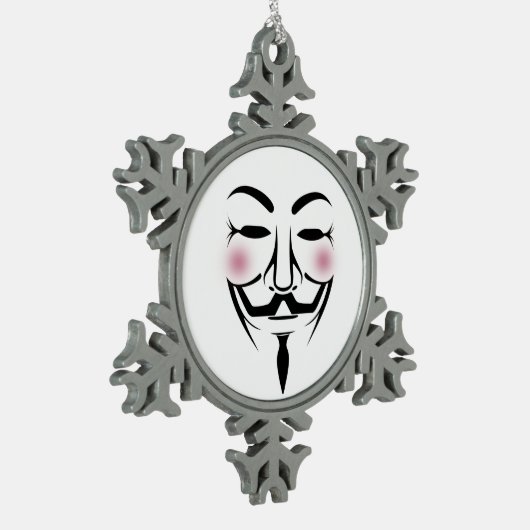 anonymus mask vendetta hacker cyber internet tin sneeuwvlok ornament (Links)