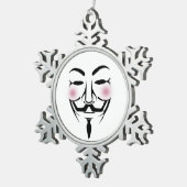 anonymus mask vendetta hacker cyber internet tin sneeuwvlok ornament (Rechts)