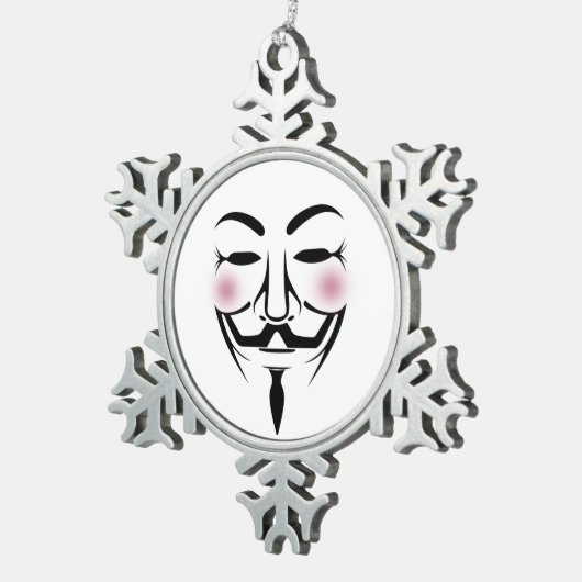 anonymus mask vendetta hacker cyber internet tin sneeuwvlok ornament (Rechts)