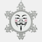 anonymus mask vendetta hacker cyber internet tin sneeuwvlok ornament (Voorkant)