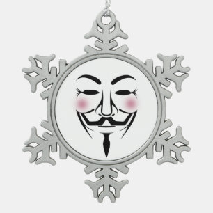 anonymus mask vendetta hacker cyber internet tin sneeuwvlok ornament