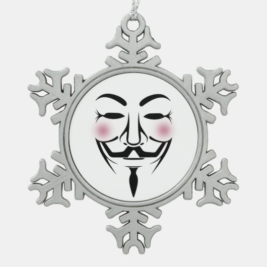 anonymus mask vendetta hacker cyber internet tin sneeuwvlok ornament (Voorkant)