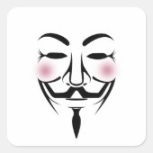 anonymus mask vendetta hacker cyber internet vierkante sticker (Voorkant)