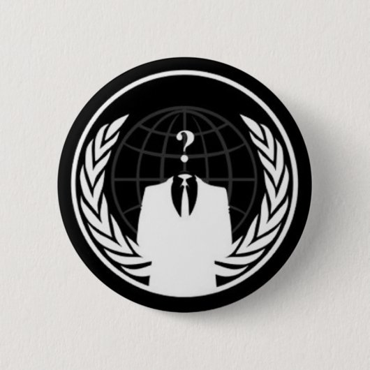 Anonyslijtage zwarte badge ronde button 5,7 cm (Voorkant)