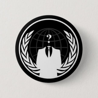 Anonyslijtage zwarte badge ronde button 5,7 cm