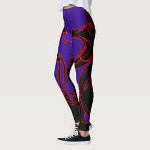 Anopurodon Double Dragon Zwart Paarse Leggings