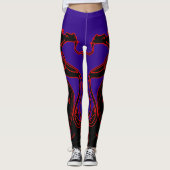 Anopurodon Double Dragon Zwart Paarse Leggings (Voorkant)