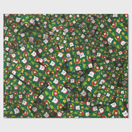 anoraks, blaadjes en Beren, van kerstmis [3D] Cadeaupapier (Vlak)
