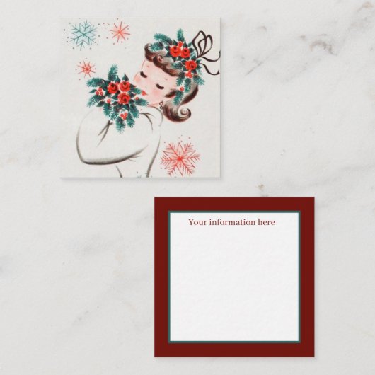 anorese kerstdame vierkante visitekaartje (Voorkant / Achterkant)