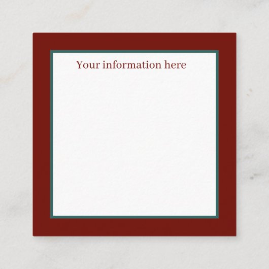 anorese kerstdame vierkante visitekaartje (Achterkant)