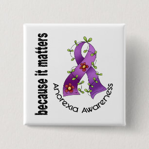 Anorexia Flower Ribbon 3 Vierkante Button 5,1 Cm