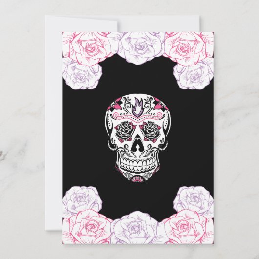 Años Quinceañera Birthday Sugar Skull Invite Kaart (Achterkant)