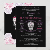 Años Quinceañera Birthday Sugar Skull Invite Kaart (Voorkant / Achterkant)