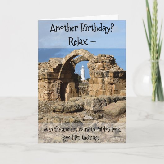 Another Birthday?  Card with Paphos ancient ruins Kaart (Voorkant)