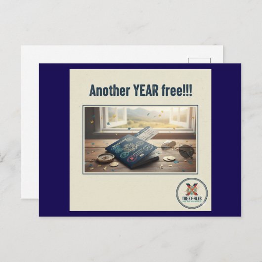 Another year free (M) Feestdagenkaart (Voorkant / Achterkant)