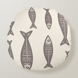 Anouke Kustvis / Driftwood Taupe Rond Kussen