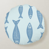 Anouke Kustvis / Fjord Blauw Rond Kussen (Achterkant)