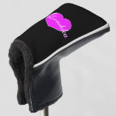 Anoushka Custom Name Sjabloon Black Pink Feminine Golfheadcover (3/4 voorkant)