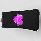 Anoushka Custom Name Sjabloon Black Pink Feminine Golfheadcover (Voorkant)