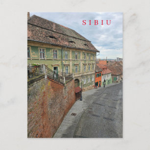 Ans contention van oude gebouwen in Sibiu op een a Briefkaart