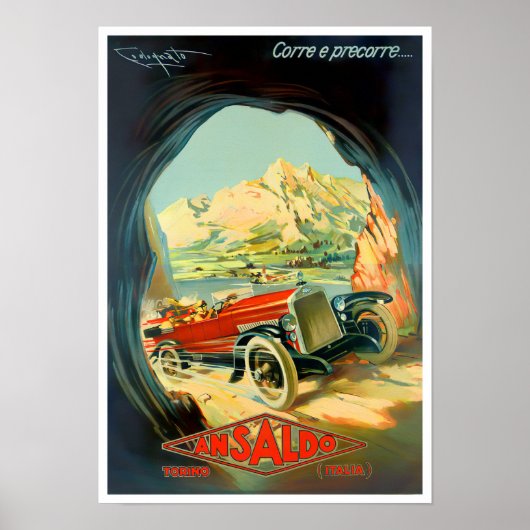 Ansaldo vintage-auto poster (Voorkant)