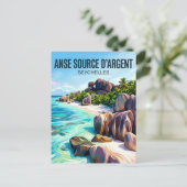 Anse Source d'Argent Seychellen Briefkaart (Staand voorkant)