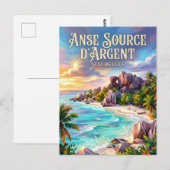 Anse Source d'Argent Seychellen Briefkaart (Voorkant / Achterkant)