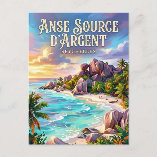 Anse Source d'Argent Seychellen Briefkaart (Voorkant)