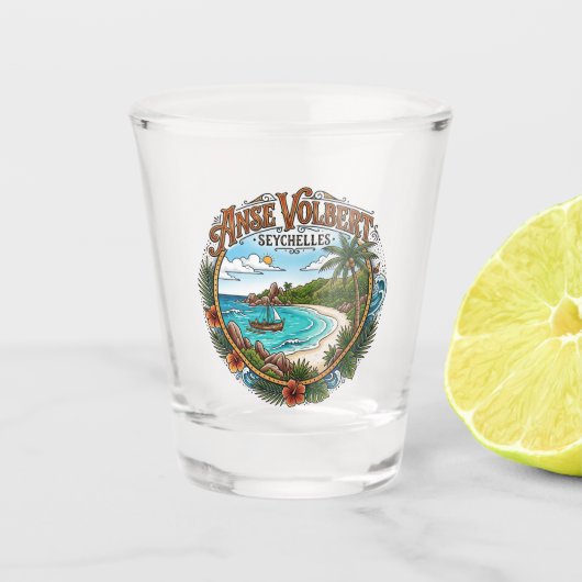 Anse Volbert, Praslin-eiland Seychellen Shot Glas (Voorkant)