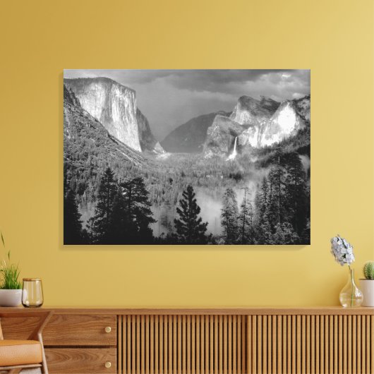 ANSEL ADAMS - Yosemite Valley, onweer (1949) Canvas Afdruk (Insitu (Woonkamer))
