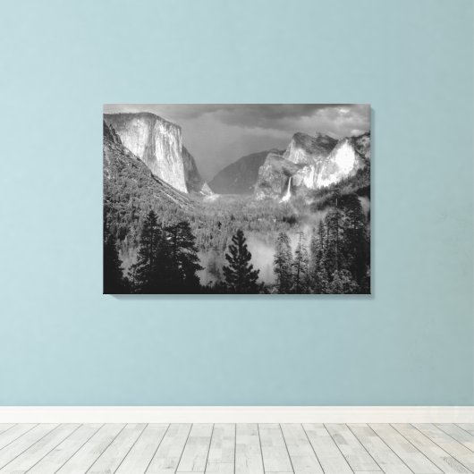 ANSEL ADAMS - Yosemite Valley, onweer (1949) Canvas Afdruk (Insitu (Houten vloer))