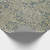  Ansiant-Aziatische Ornamenten Floral Toile-Grey Cadeaupapier (Hoek)