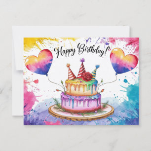 Ansichten Happy Birthday Taart 03 Briefkaart