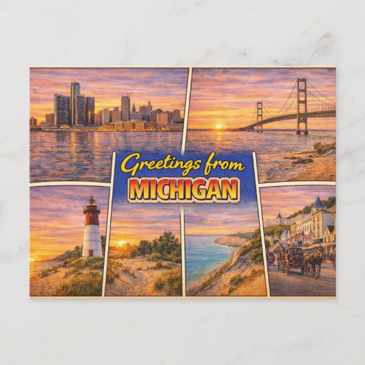 Ansichten vanuit Michigan briefkaart (Voorkant)