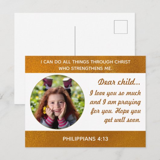 Ansichtkaart aan een kind in het ziekenhuis briefkaart (Voorkant / Achterkant)