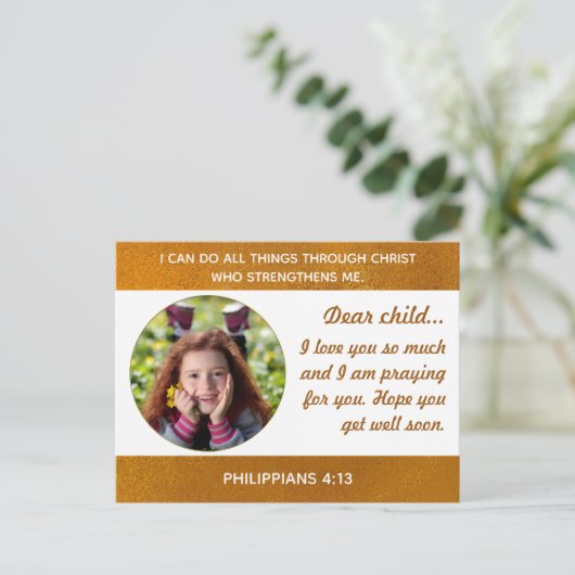 Ansichtkaart aan een kind in het ziekenhuis briefkaart (Staand voorkant)