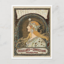 Ansichtkaart - Art Nouveau Chocolades + Snoepgoed