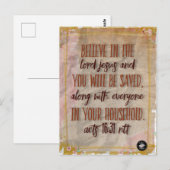 Ansichtkaart - Bijbelvers Handelingen 16:31 NBG51 Briefkaart (Voorkant / Achterkant)